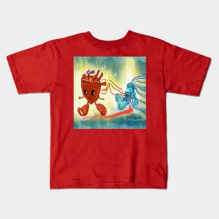 the heart and the robot in running love Kids T-Shirt